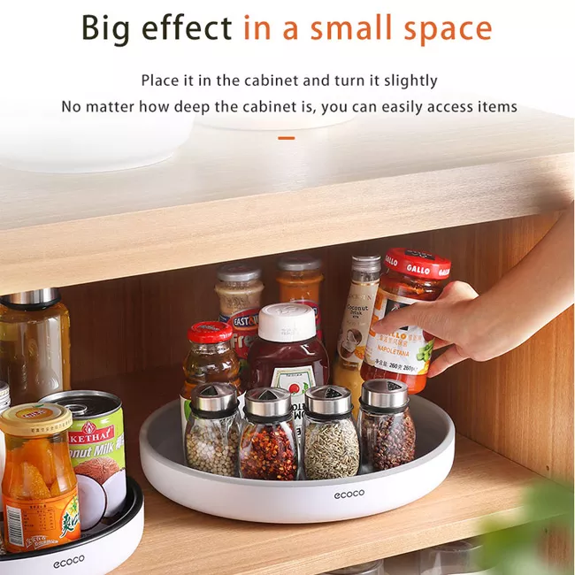 Ecoco 360 Rotating Tray Spice Rack Kitchen Organizer Turntable Seasoning Storage Shelf Lazy Susan