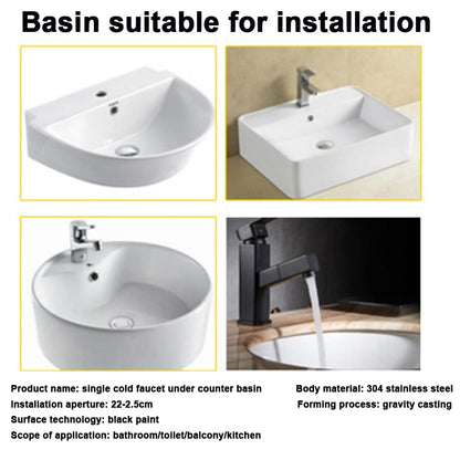 Short / Tall SUS304 Stainless Steel Toilet Wash Basin Faucet Cold Water Tap Household Under Table Bathroom Cabinet Washbasin Sink