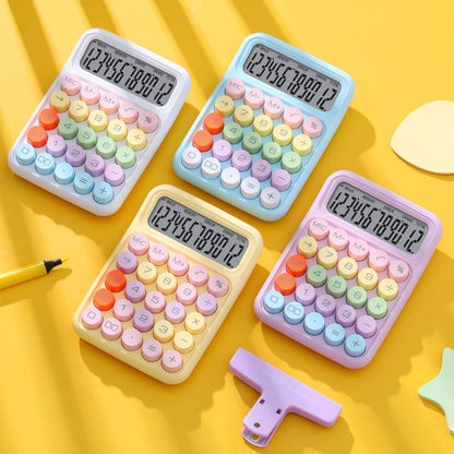 Colorful Retro Color Mechanical Calculator Big Button LCD Display 12-Digit Office Student Stationery
