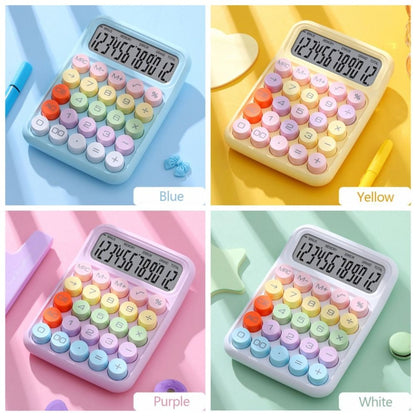 Colorful Retro Color Mechanical Calculator Big Button LCD Display 12-Digit Office Student Stationery