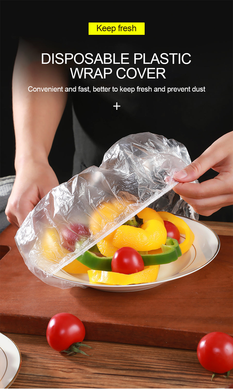 100pcs Elastic Food Covers Reusable Disposable Stretch Lids Bowl Plate Wraps Fresh-Keeping Seal