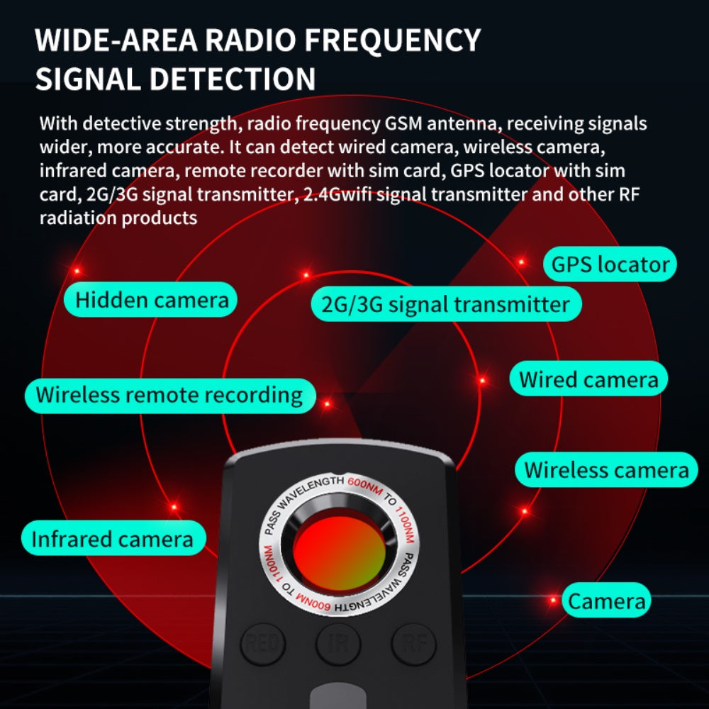 Hidden Camera Detector Wireless Signal Infrared Detector w/ Audible Alarm Anti-Tracking GPS Locator