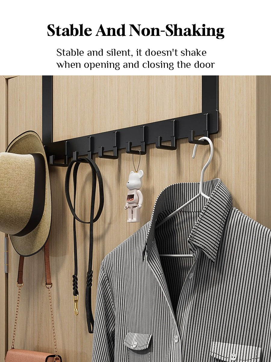 6 / 8 Hooks Over Door Hook Hanger No Drill Towel Coat Clothes Rack Storage Holder Door Behind Hanger