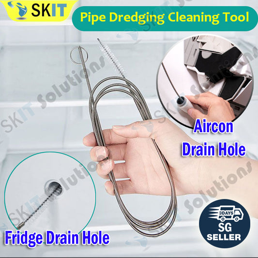 Stainless Steel Pipe Cleaning Brush Tool for Aircon AC Fridge Refrigerator Drain Hole Unclog Unblocker