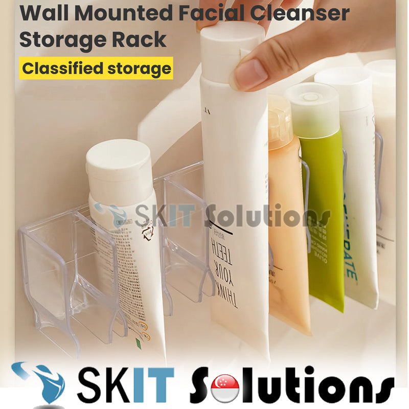 Wall Mounted Facial Cleanser Rack No Drill Storage Holder for Toothpaste Hand Cream Tube Organizer