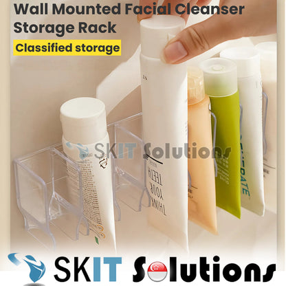 Wall Mounted Facial Cleanser Rack No Drill Storage Holder for Toothpaste Hand Cream Tube Organizer
