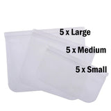 5PCS Silicone Food Storage Ziplock Bag Reusable Freezer Bag Containers Leakproof Stand Up Zip Shut Snack Sealing Bag