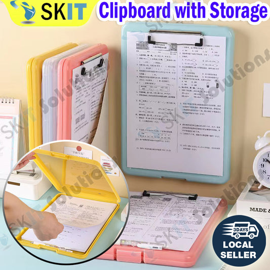 A4 Clipboard Plastic Storage Binder Stationary Clip Board Organizer Box File Holder Office Document