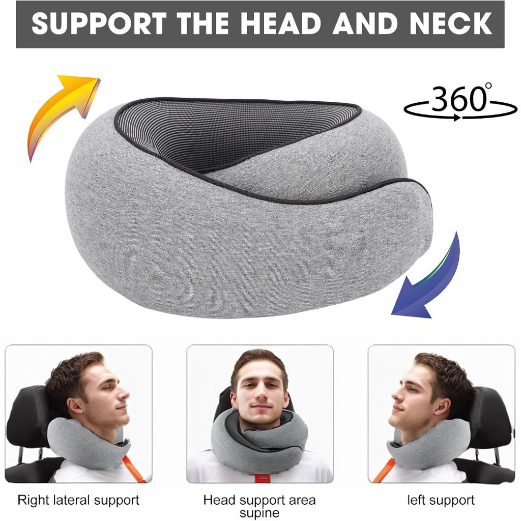 Travel Neck Pillow U-Shaped Cushion Portable Undeformable Snail Pillow with Storage Bag Airplane