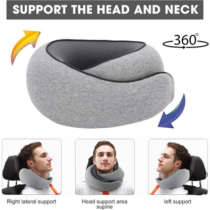 Travel Neck Pillow U-Shaped Cushion Portable Undeformable Snail Pillow with Storage Bag Airplane