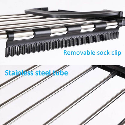 Foldable Stainless Steel Clothes Drying Rack Window Balcony Garment Hanging Stand Ledge Fence Laundry Shoes Socks Cloth