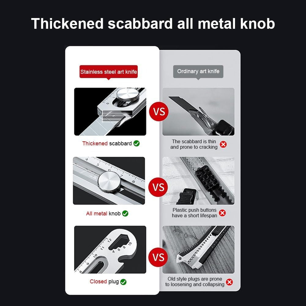 6in1 Stainless Steel Utility Knife Cutter Penknife Blade Ruler Wrench Screwdriver Pen Knives Tool