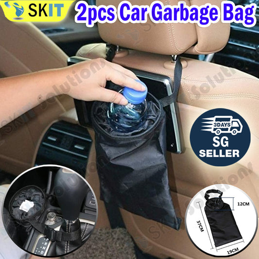 2PCS Car Garbage Bag Trash Can Back Seat Headrest Portable Foldable Leakproof Storage Organizer