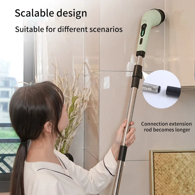 9 in 1 Electric Spin Scrubber Rechargeable Cleaning Brush Set with Replaceable Heads Tile Bathroom