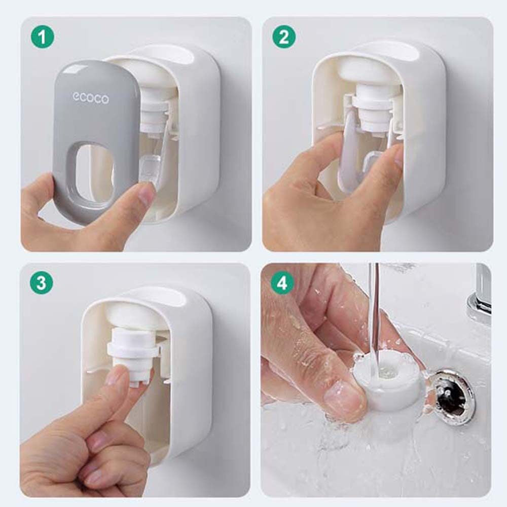 Ecoco Automatic Smart Toothpaste Squeezer Dispenser Holder No Drill Hole Bathroom Accessories Wall Mount