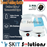 600ML Mini Folding Electric Travel Water Kettle 304 Stainless Steel Food Grade Silicone Kitchen Foldable Kettles Teapot