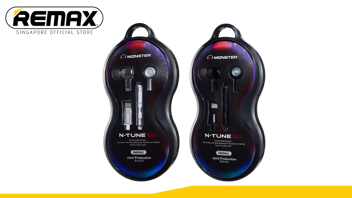 【SKIT SG】Remax RM-598a MONSTER Series Powerful Bass Type-C Metal Wired Earphone for Music & Call