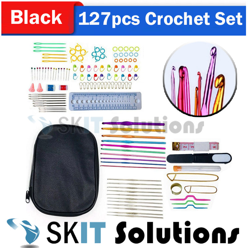 127pcs Crochet Hook Set Yarn Knitting Needles Sewing Tools DIY Craft Weave Needle Kit Accessories