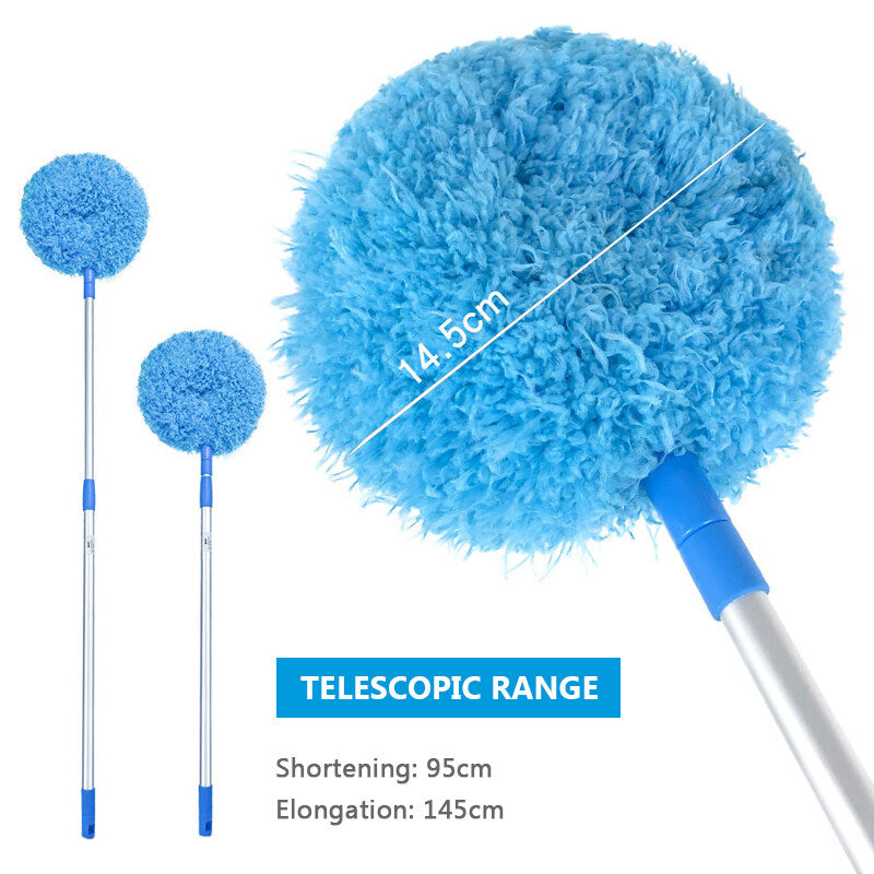 Ceiling Fan Duster w/ Extendable Pole Absorb Dust Telescopic Rod Washable Fiber Aircon Wall Cleaner Cleaning Brush Tools