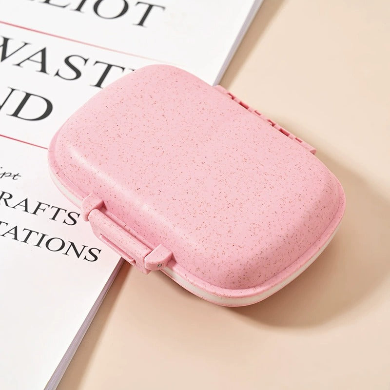 8 Grids Sealed Pill Organizer Daily Portable Medicine Storage Box Wheat Container Travel Tablet Case