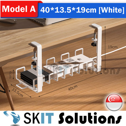 Under Desk Cable Organizer No Drill Clamp Wire Management Tray Extension Cord Charger Storage Rack