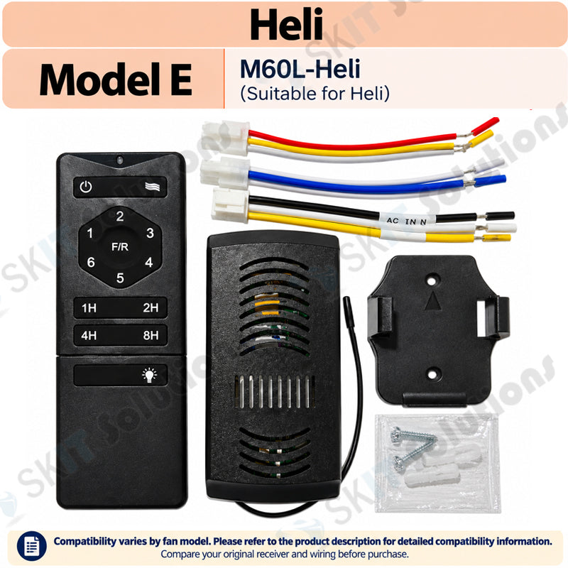 DC Ceiling Fan Remote Control Kit with Receiver 6 Speed for DC Motor B-Star F-Star Heli Galaxy RITO