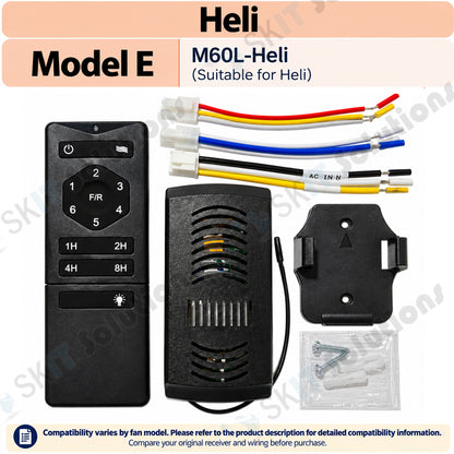 DC Ceiling Fan Remote Control Kit with Receiver 6 Speed for DC Motor B-Star F-Star Heli Galaxy RITO