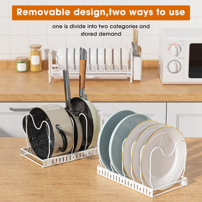 Adjustable Pot and Pan Organizer Expandable Rack Lid Holder Organiser Retractable Storage for Kitchen Cabinet Cookware