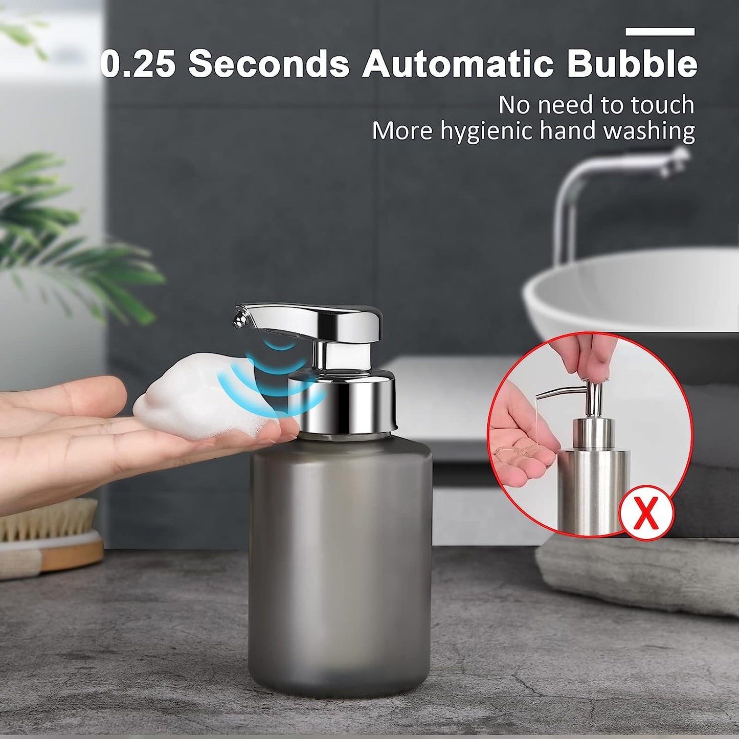 Rechargeable Automatic Soap Dispenser Foam/Liquid Hand Free Touchless Smart Auto Dish for Bathroom