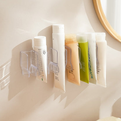 Wall Mounted Facial Cleanser Rack No Drill Storage Holder for Toothpaste Hand Cream Tube Organizer
