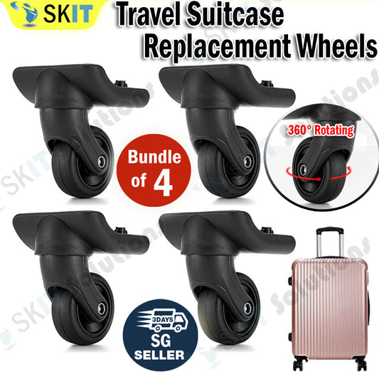 4PCS Set Universal Travel Suitcase Replacement Wheels 360° Swivel Dual Roller Silent Luggage Parts