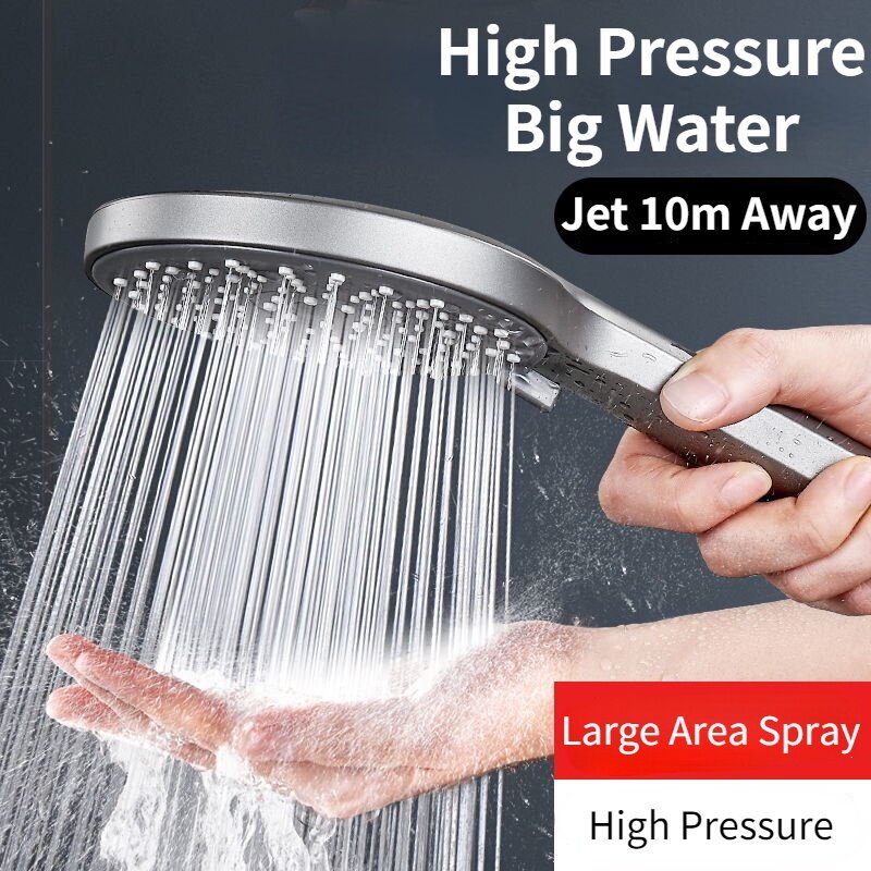 12cm Large Panel 5 Mode High Pressure Shower Head Water Saving Adjustable Massage Gears Showerhead Powerful Pressurized