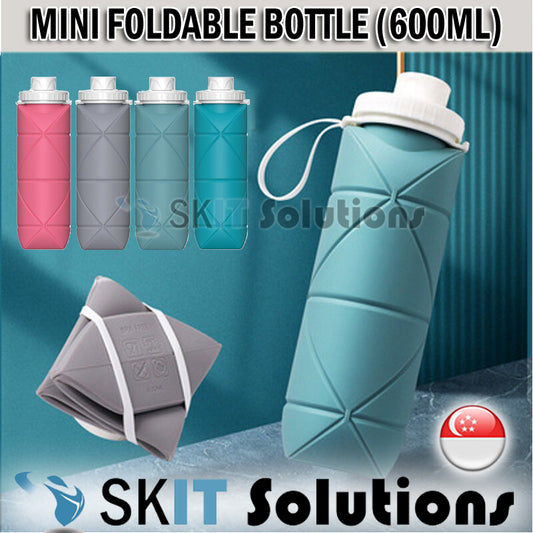 600ml Mini Foldable Sport Silicone Collapsible Drinking Water Bottle BPA FREE Travel Camping Outdoor