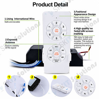 DC Ceiling Fan Remote Control Kit with Receiver 6 Speed for DC Motor B-Star F-Star Heli Galaxy RITO