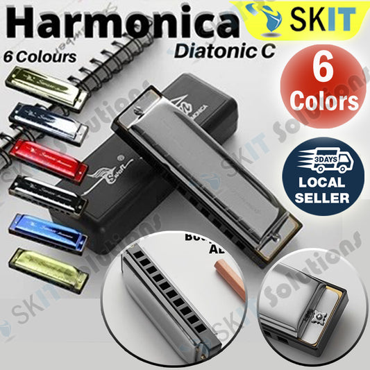 10 Holes C Tune Key Diatonic Harmonica Gaita Beginner Kids Adult Master Xmas Gift Party Goodie Bag