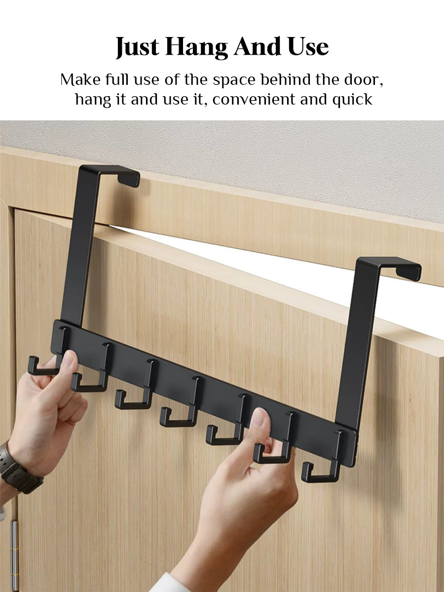6 / 8 Hooks Over Door Hook Hanger No Drill Towel Coat Clothes Rack Storage Holder Door Behind Hanger