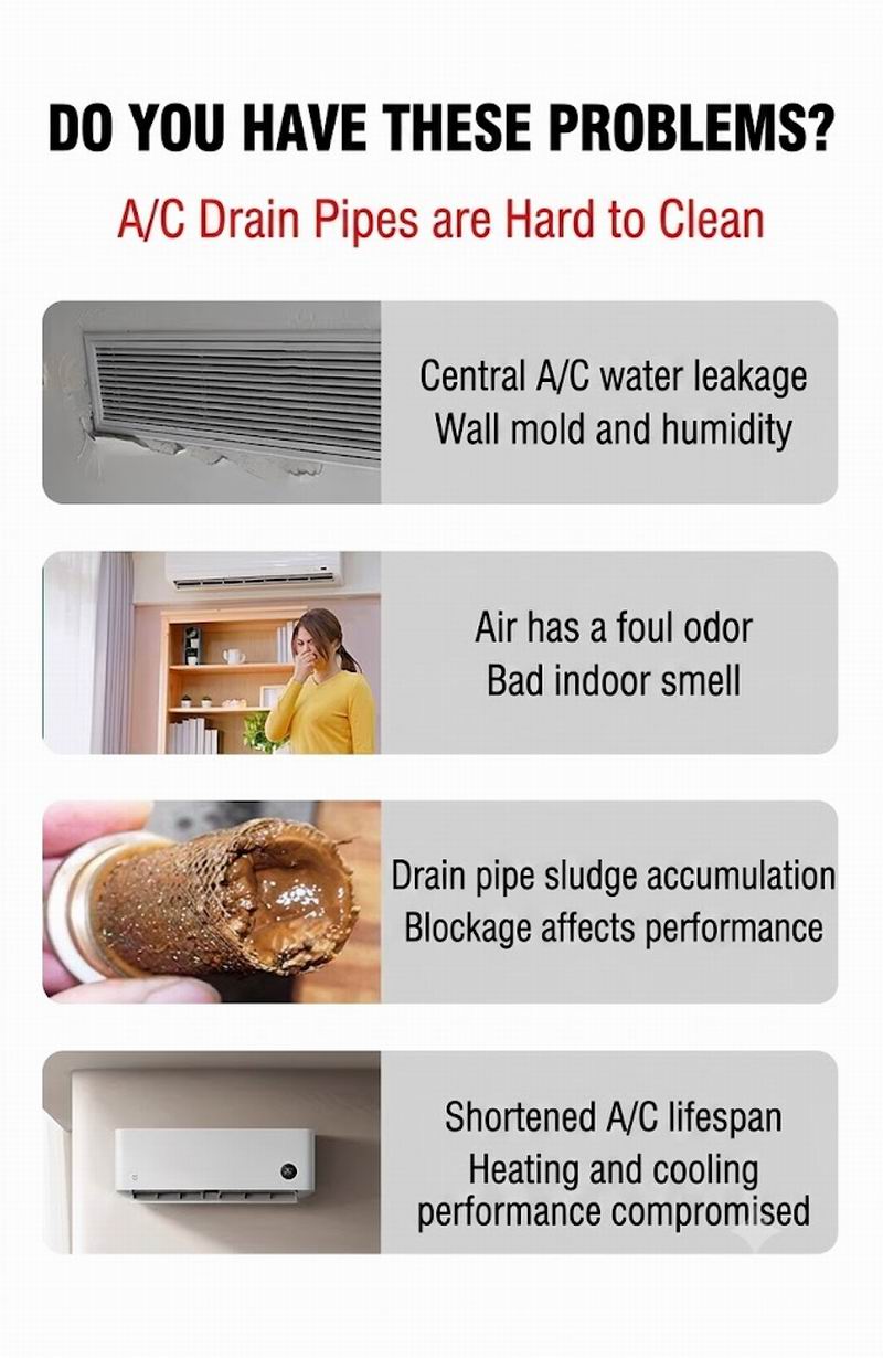 500/1500/2500ml Aircon Drain Pipe Cleaner AC Choke Remover Slime Algae Jelly Gel Dissolver PVC Hose