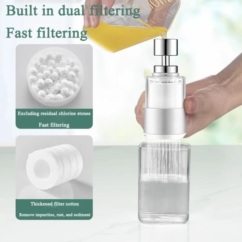 360° Swivel Tap Aerator Faucet Filter Dual Mode High Pressure Kitchen Water Purifier Anti-Splash Head