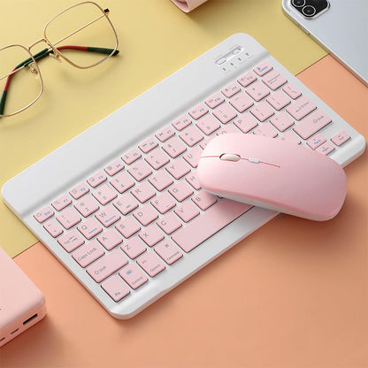 10 Inch Wireless Bluetooth Keyboard + Wi-Fi Mouse Set Rechargeable Tablet Smartphone Laptop Windows
