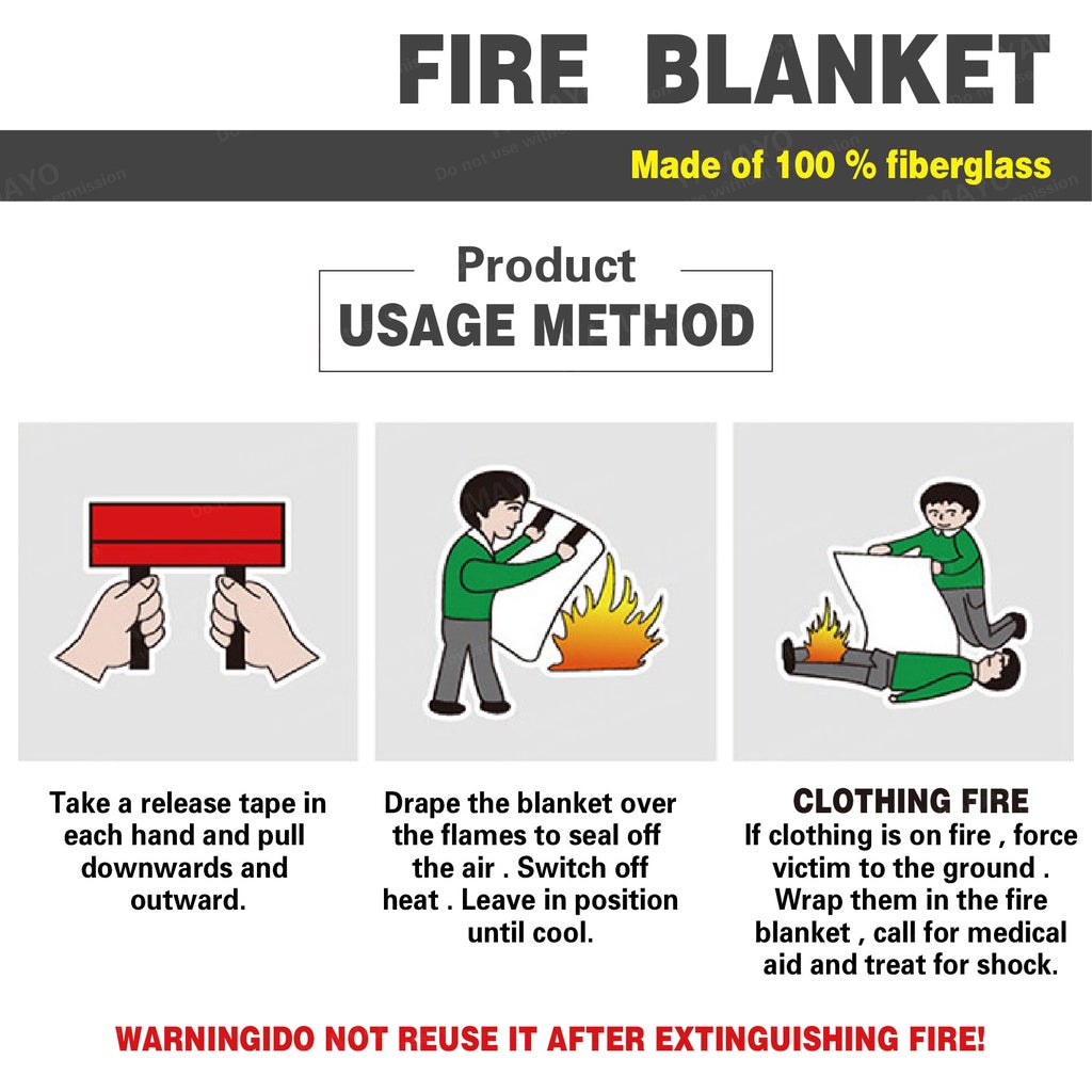 Emergency Fire Blanket Fiberglass Fireproof Safety Escape Tool for Kitchen Home Office Car