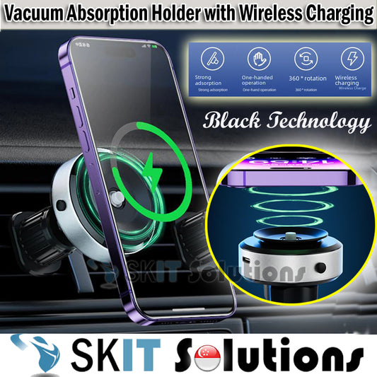 Vacuum Adsorption Suction Car Air Vent Mobile Phone Holder Mount Bracket + Wireless Charging Charger