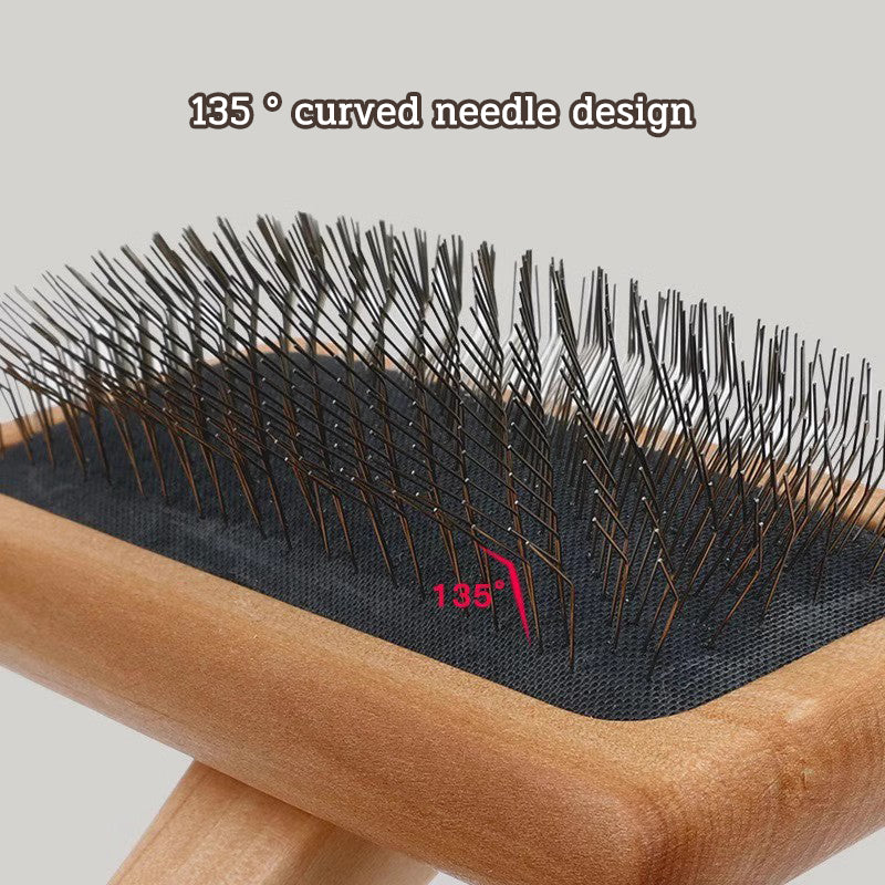 Pet Grooming Slicker Brush for Dogs & Cats with 135° Curved Metal Pins