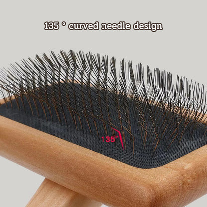 Pet Grooming Slicker Brush for Dogs & Cats with 135° Curved Metal Pins