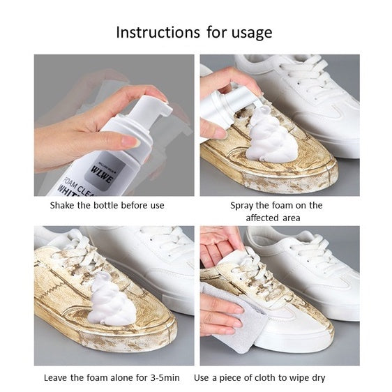 Multi-Function White Shoe Foam Cleaner Handy Shoes Spray 200ml White Sneaker Shoe Dirt Stain Spray Cleaner No Washing