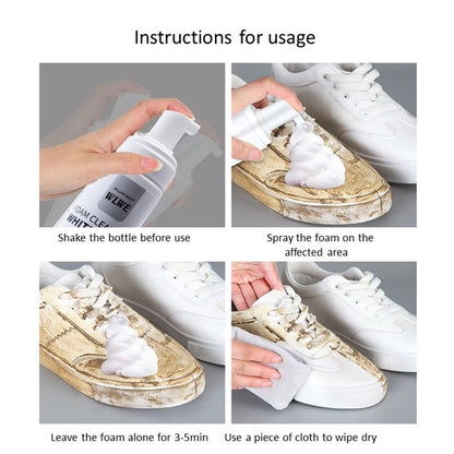 Multi-Function White Shoe Foam Cleaner Handy Shoes Spray 200ml White Sneaker Shoe Dirt Stain Spray Cleaner No Washing