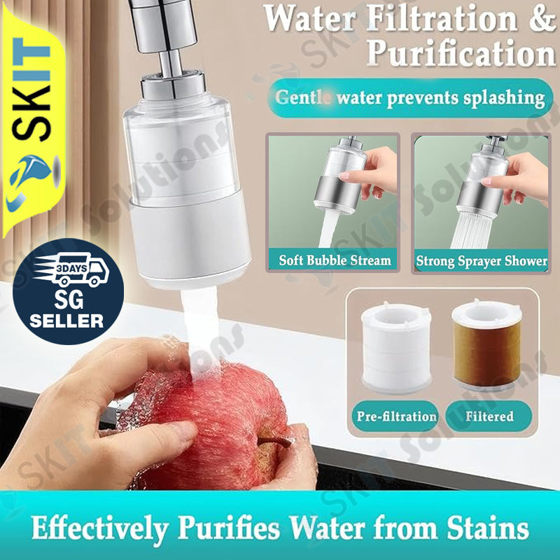 360° Swivel Tap Aerator Faucet Filter Dual Mode High Pressure Kitchen Water Purifier Anti-Splash Head