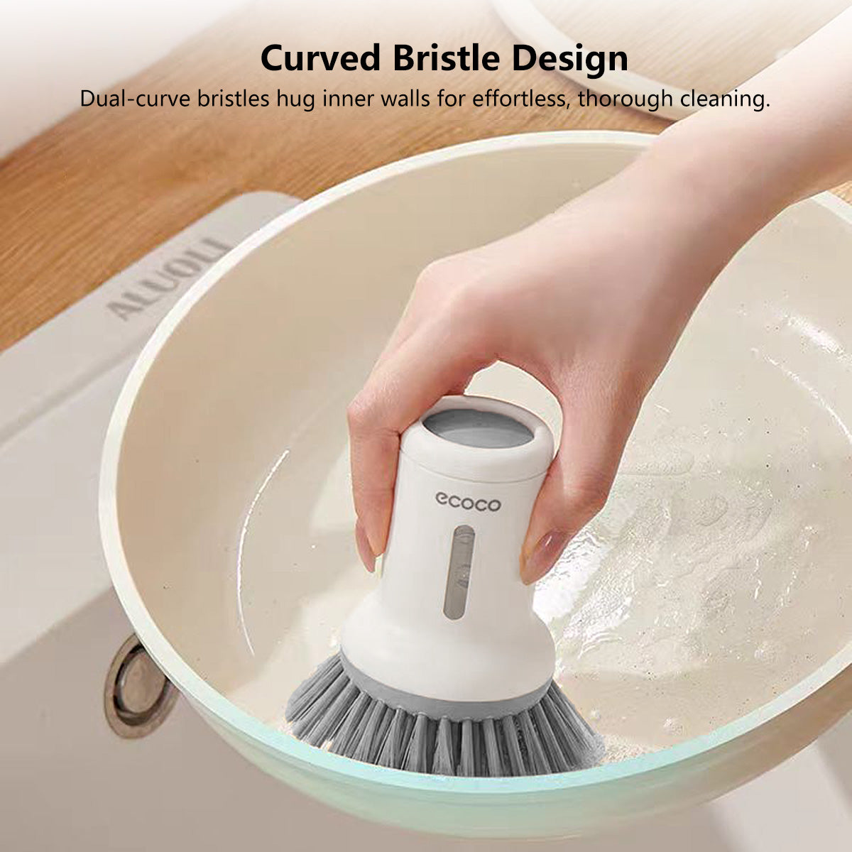 Ecoco Short / Long Pot Brush Rotating Handle Refillable Liquid Household Kitchen Cleaning Washing