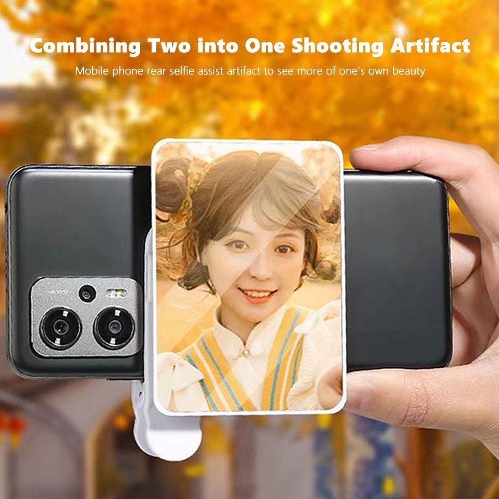 Reflective Mirror 2in1 Phone Rear Selfie Clip Phone Camera Photography Live Streaming Travel Tool