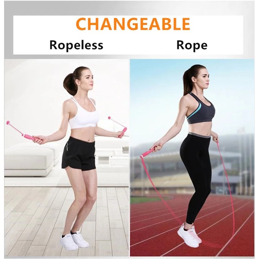 2in1 Smart Cordless Jump Rope Skipping Wireless Digital Counter Calorie Count Miles Times Exercise