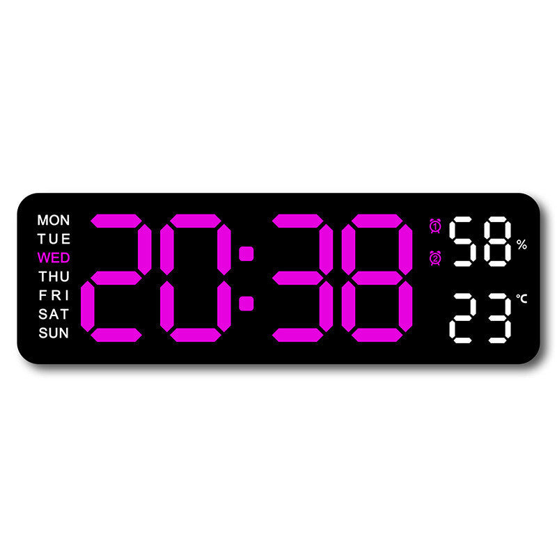 Smart LED Digital Wall Desk Clock Large Display Alarm Temperature Humidity 12 24H Auto Dimmer Timer